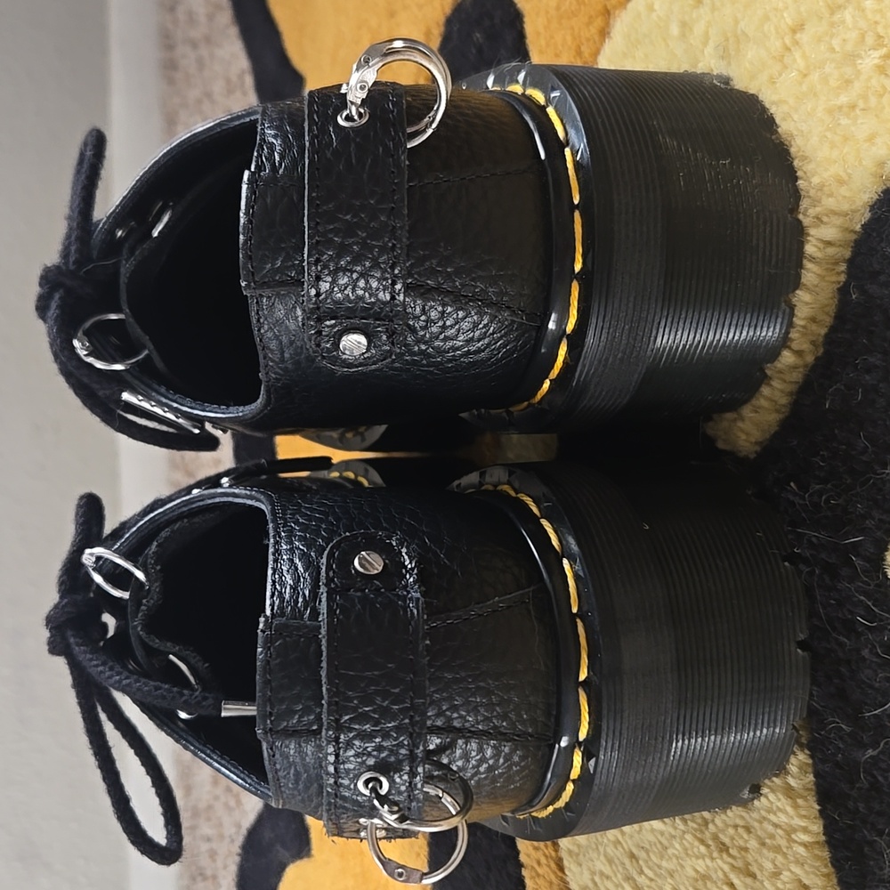 Dr. Martens Black Leather Platform Shoes with Punk Metal Hardware - Picture 3 of 5